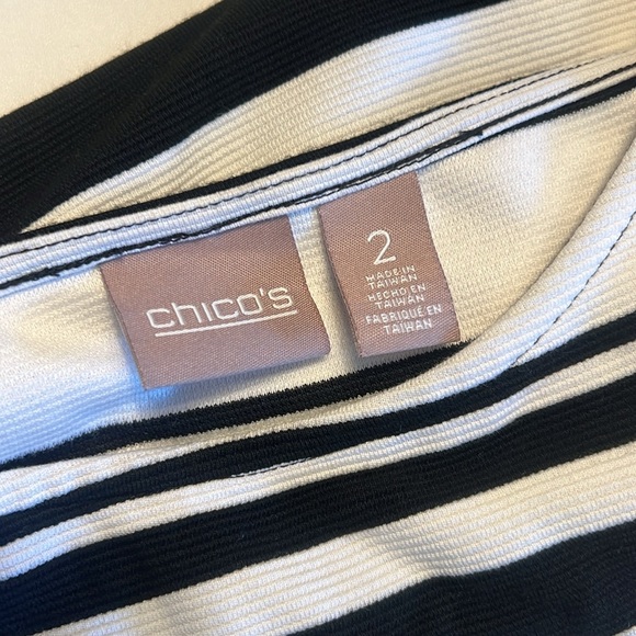 Chico’s, size 2 (US Large), Black and White Striped Women's Top, UIGC - Picture 8 of 8